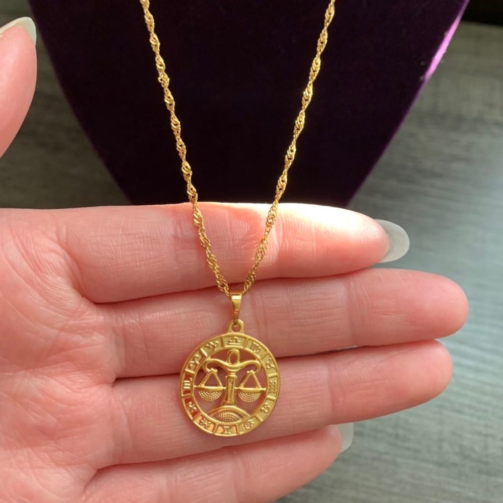 Libra Zodiac Sign 18K GF Necklace